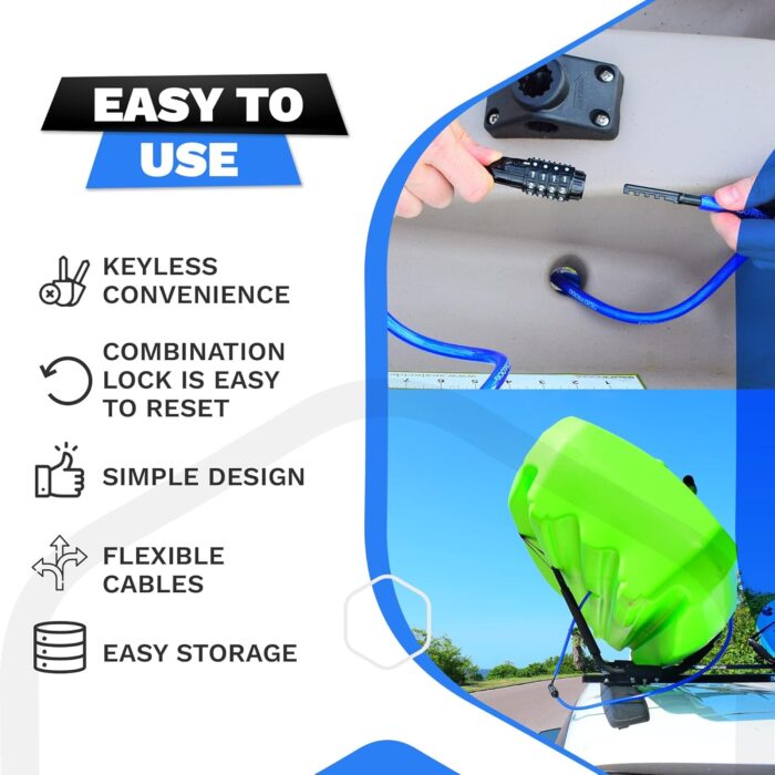 Weatherproof Straight Security Cable Lock (5ft to 25ft Lengths) with Resettable Combination, Anti-Theft Protection for Kayak, Bike, Paddleboard, Scooter, Equipment, Bicycles and More 25ft - Image 5