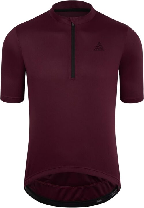 Men's Cycling Jersey Short Sleeves Bike Jersey 1/3 Zipper Solid Color Club Fit, Biking Cycling Shirt Zipper Pocket