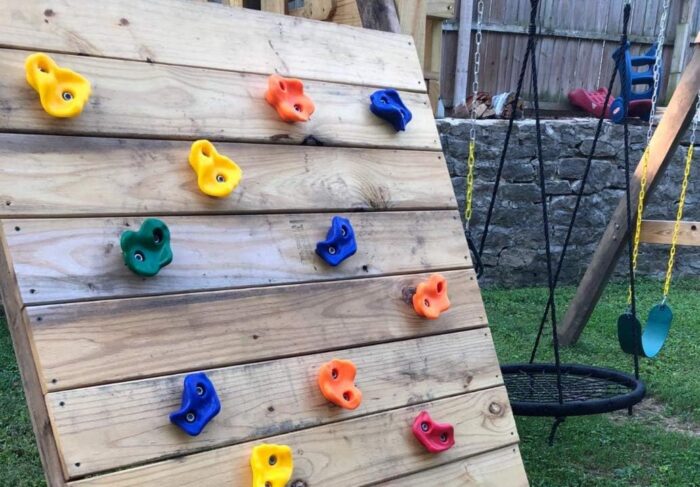 25 Pcs Colourful Pig Nose Shape Rock Climbing Holds with Blue & Green Auxiliary Handles, Indoor Outdoor Playground Wooden Play Set Build Exercise Toy Accessory - Mounting Hardware Kit Included - Image 3