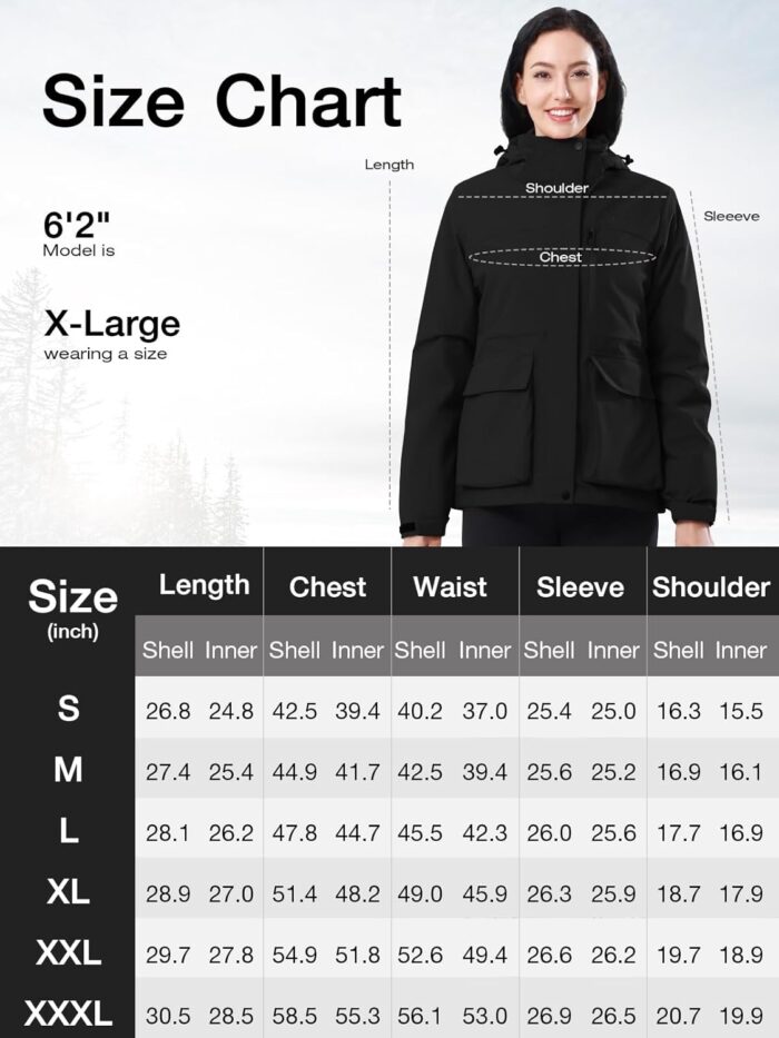 CAMEL CROWN Women's Ski Jacket 3 in 1 Winter Jacket Waterproof Jacket Windbreaker Snow Coat with Inner Warm Fleece Coat - Image 7