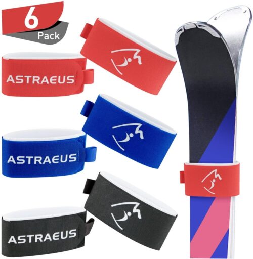 ASTRAEUS 6 Pack Ski Fastener Straps Adjustable Ski Wraps Ties– Multi-Use Gear Organizer
