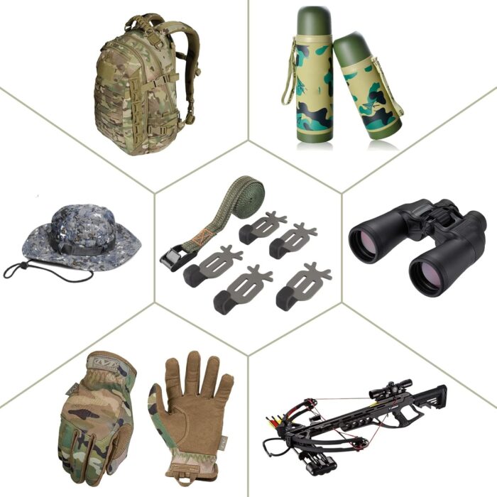 Highwild Treestand Strap Gear Hangers for Hunting Gears Bow - Multi-Hook Accessory Holder - NO Plastic Parts - ON Your Tree in Seconds - 5 Hooks Set - Image 7