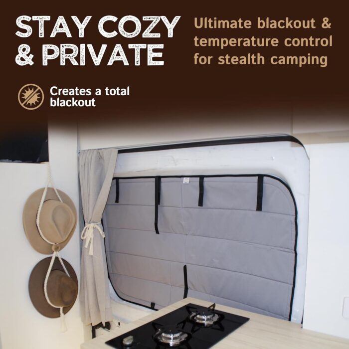 Living in a Bubble Insulated Blackout Sliding Door Window Cover for Ford Transit 2015-Current. Van Life Essentials & Camper Accessories - Image 2