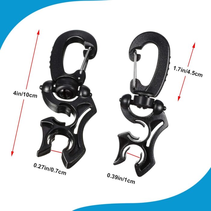 Weewooday 3 Pieces Diving Hose Holder Clip Scuba Accessories Diving Double BCD Hose Clip with Snap Hook Buckle for Snorkeling Accessories - Image 2
