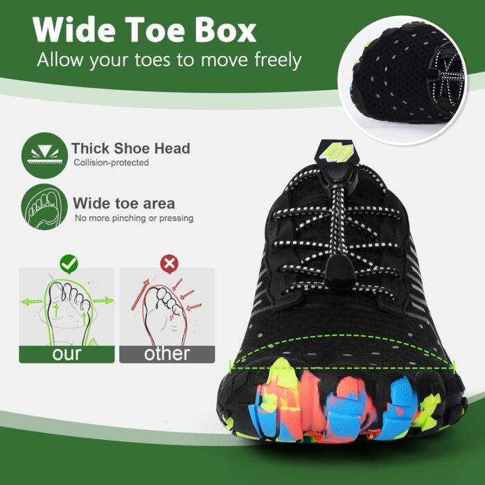 Hike Barefoot Water Shoes Women Men Footwear Wide Toe Quick-Dry Pro Barefoot Swim Beach Breathable Grounding Shoes Non-Slip Aqua Socks Shoe for Pool Walking Kayaking Hiking Surfing - Image 3
