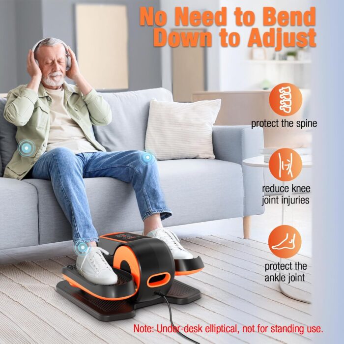 Under Desk Elliptical Exercise Machine, Ellipse Leg Exerciser as Seen on TV with Remote, 15 Adjustable Speed, Portable Leg Exerciser While Sitting for Seniors, Quiet Elliptical Machine for Home Office - Image 3