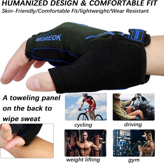 MOREOK Cycling Gloves Bike Gloves for Men/Women-[5MM Gel Pad] Half Finger Bicycle Biking Gloves for Cycling/Weight Lifting/Gym/Motorcycle/Rowing/Outdoor Sports - Image 3