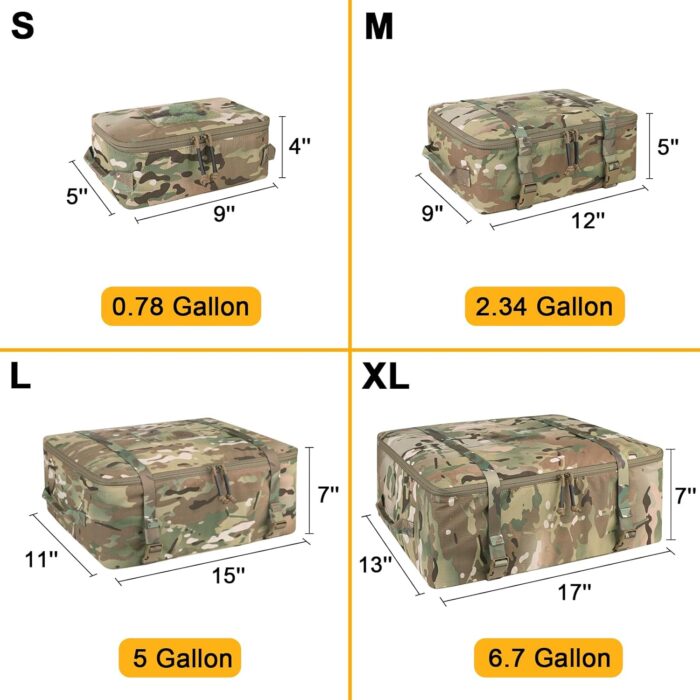PETAC GEAR 4 PCS Tactical Modular Packing Cubes with Waterproof Material, Large Capacity Storage Bag, Easy Clean Outdoor Travel Organize Storage Pouches Bags (MC) - Image 3