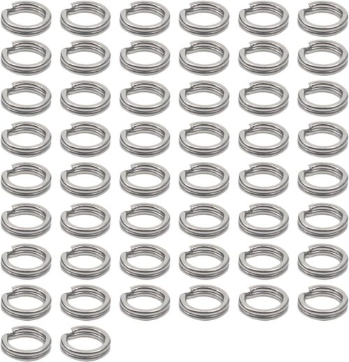 50Pcs Fishing Split Rings Stainless Steel Fishing Tackle Rings Chain Fishing Lures Connector Double Circles Split Rings Fishing Split Rings,Terminal Tackle and Accessories，Swivels and Snaps,Split Ring