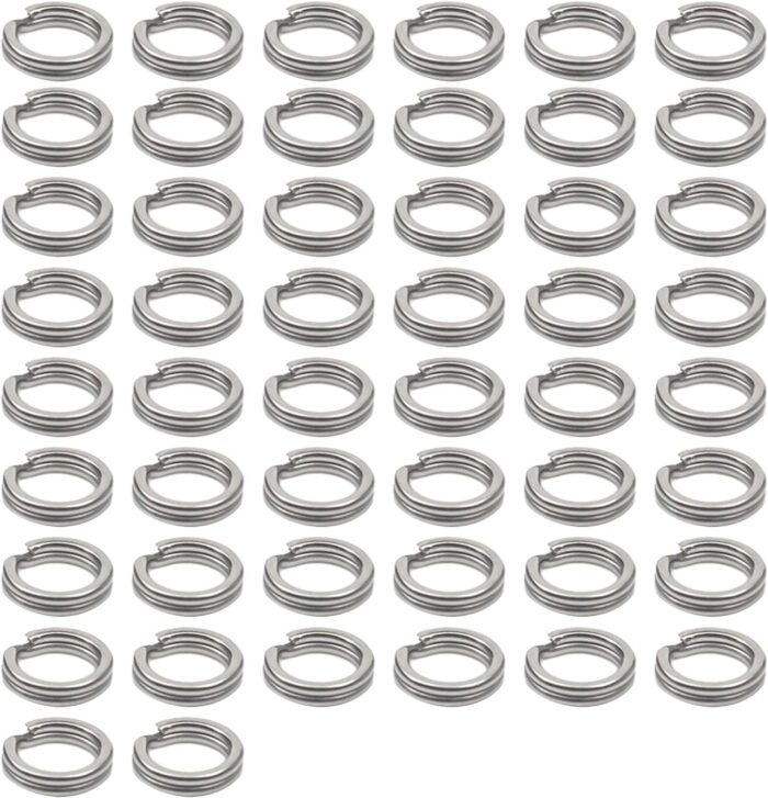 50Pcs Fishing Split Rings Stainless Steel Fishing Tackle Rings Chain Fishing Lures Connector Double Circles Split Rings Fishing Split Rings,Terminal Tackle and Accessories，Swivels and Snaps,Split Ring
