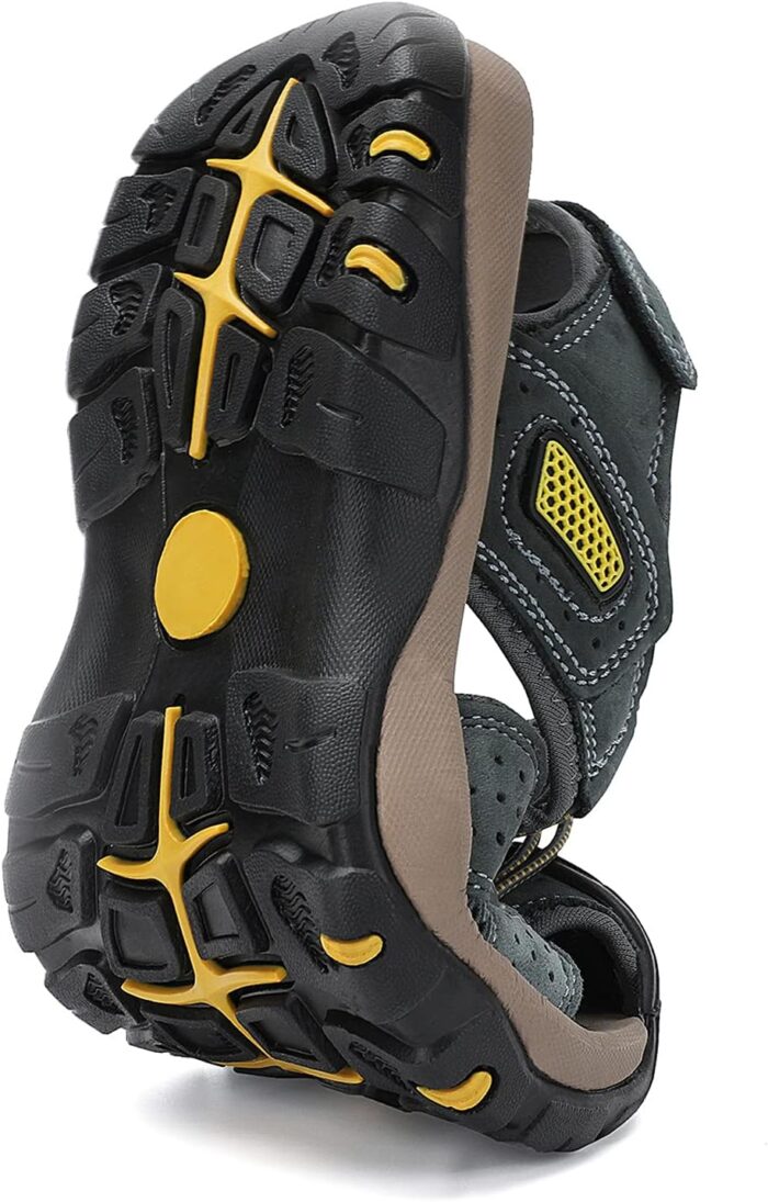 FLARUT Men's Sport Sandals Outdoor Hiking Sandals Closed Toe Leather Athletic Lightweight Trail Walking Casual Sandals Water Shoes - Image 6