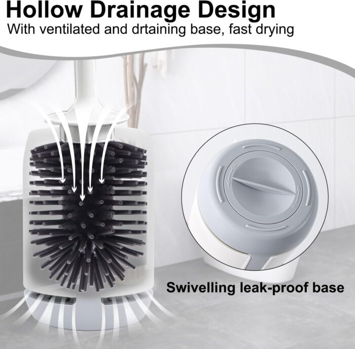 RV Toilet Bowl Brush and Holder, Ventilated Toilet Cleaner Brush with Long Handle and Flexible Bristles, Wall Mount for Motorhome Travel, Travel Trailers, Camper - Image 6