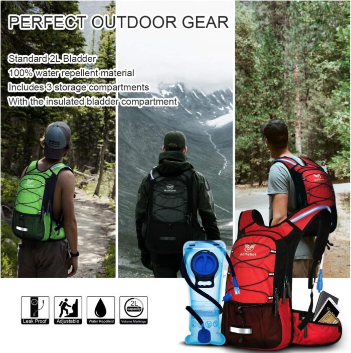 Hydration Pack, Insulated Hydration Backpack with 2L BPA Free Water Bladder and Storage, Hiking Backpack for Men, Women, Kids for Running, Cycling, Camping - Keep Liquid Cool up to 5 Hours - Image 4