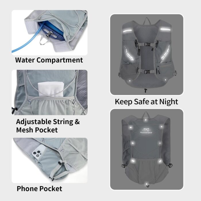 Lightweight Running Vest for Women and Men Hydration Backpack Pack with 1.5L Water Bladder Bag Running Gear Accessories for Hiking Trail Cycling Marathon - Image 3