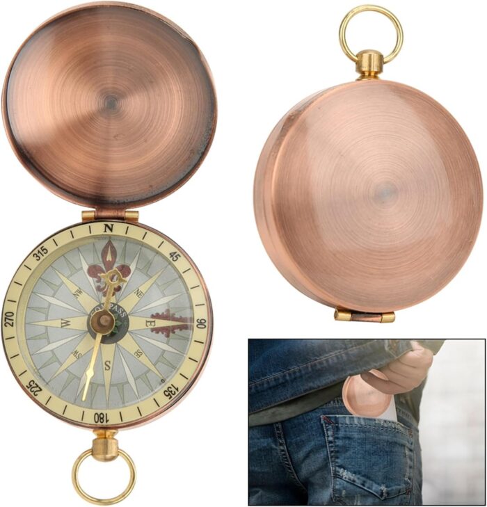 Metal Compass Pocket Watch Compass Portable Flip Compass with Hanging Loop Suitable for Camping Hiking and Boating - Image 8