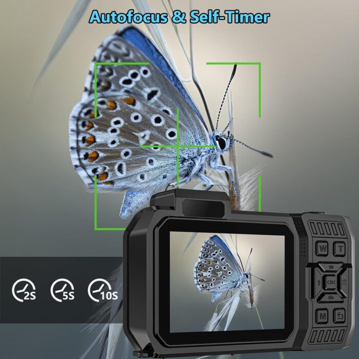 UHD 8K Underwater Camera, 70MP 33FT WiFi Waterproof Digital Camera with 64GB Card, Auto Focus Waterproof Dual-Screen Selfie 2500mAh Battery, 18X Floatable Digital for Snorkeling, Blue - Image 6