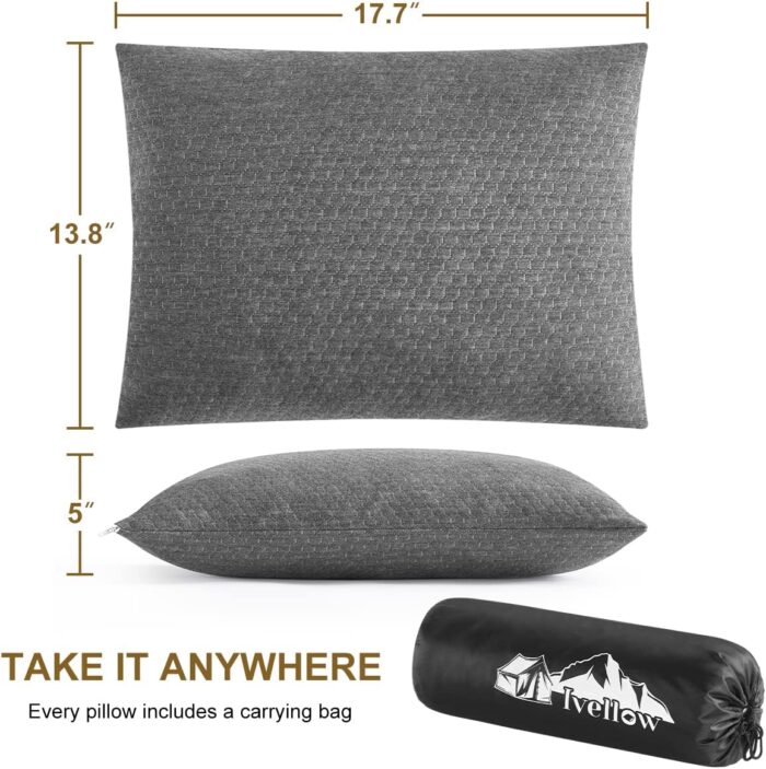 Ivellow Travel Pillow Compressible Camping Pillow for Sleeping Shredded Memory Foam Pillow Compact Firm Supportive Pillow for Adults Kids Outdoor Backpacking Hiking Essential Gear - Image 5