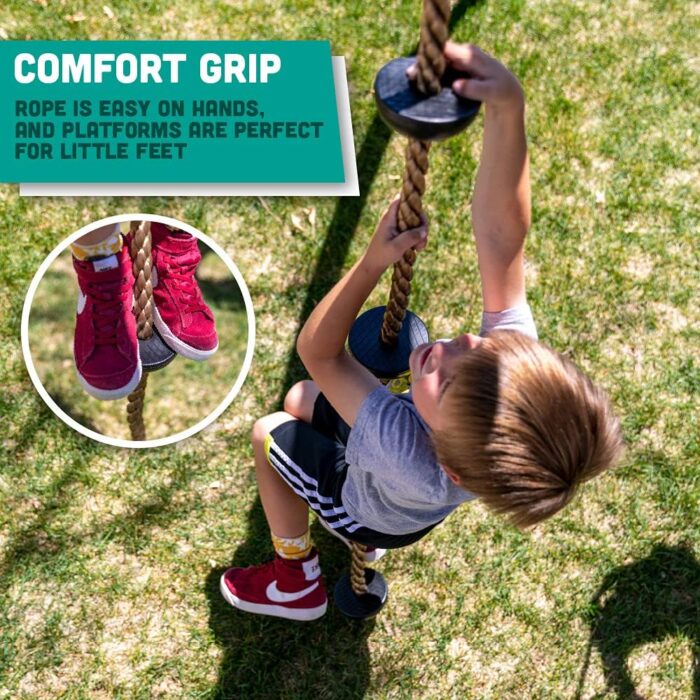 Squirrel Products 6.5 ft Climbing Rope with Platforms - Swing Set Accessories - Additions & Replacements for Active Outdoor Play Equipment - Image 3