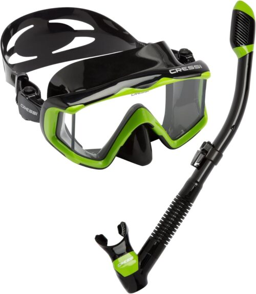 Cressi Panoramic Wide View Mask & Dry Snorkel Kit for Snorkeling, Scuba Diving - Pano 3 & Supernova Dry: Designed in Italy