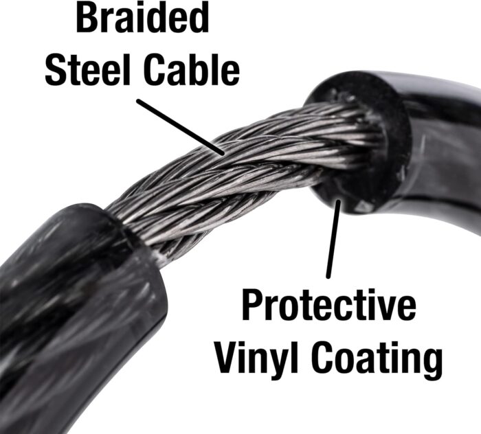 Master Lock Black Set Your Own Combination Bike Lock, Metal Cable Lock has a Weather Resistant Vinyl Coating for Outdoor Equipment, Bicycles, 6 Feet Long, 8114D - Image 3