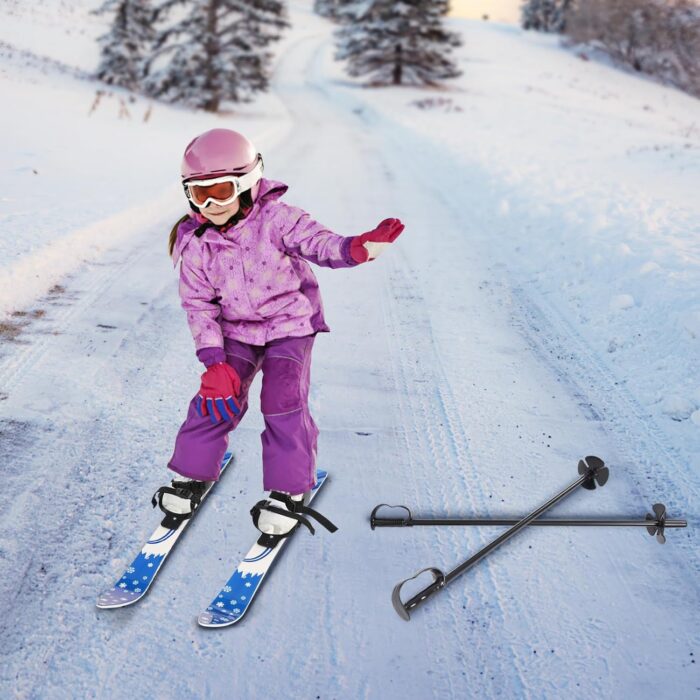 Ski Set Ski Boards Snowboard Winter Sport Ski Snow Board Beginner Snow Skis and Poles with Bindings Lightweight Sturdy and Safe Skiing Equipment Adjustable Buckle Bindings Capacity 110.23lbs (Blue) - Image 5