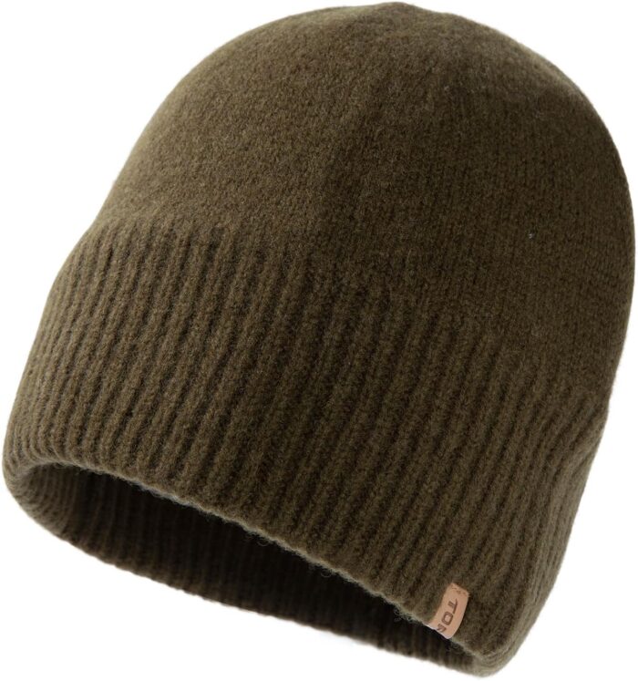 TOP-EX Oversized L/XL/XXL 100% Merino Wool Beanie Fleece Lined Cuffed Watch Fisherman Cap