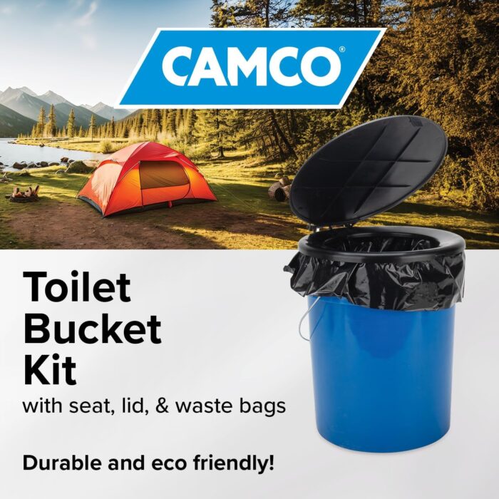Camco Portable Toilet Bucket - Features 3 Bag Liners for Easy Clean Up & Attached Carry Handle - Includes Seat and Lid Attachment (41549) - Image 2