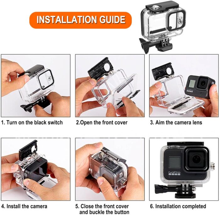 Compatible for Go Pro Hero 13 12 11 10 9 Black Waterproof Housing Case 60M/196FT Protective Underwater Diving Case Shell with Cameras Handle Mount Accessories Kit - Image 4