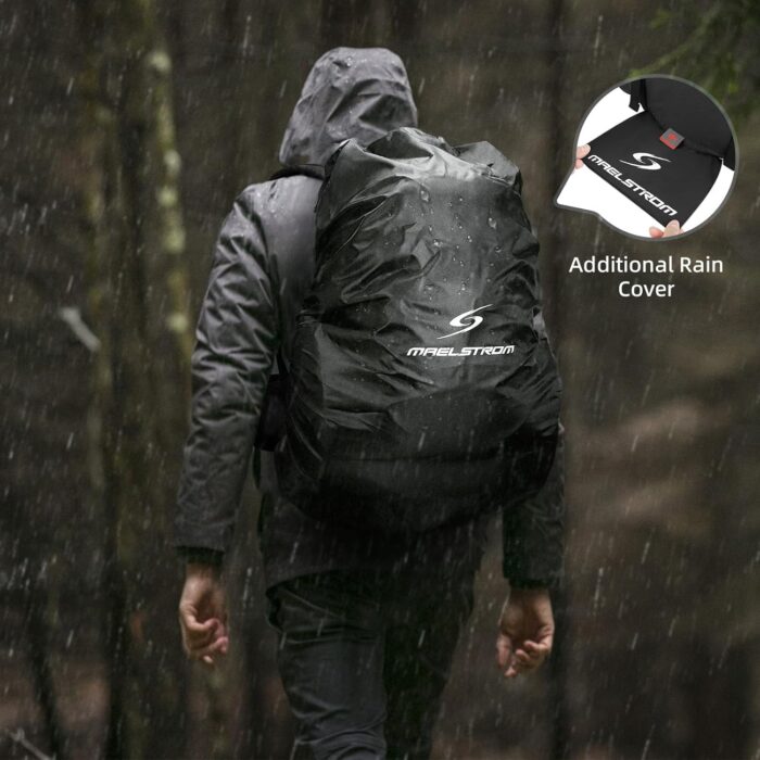 Maelstrom Hiking Backpack, 40L Waterproof Camping Daypack for Men and Women, Lightweight Travel Pack with Rain Cover-Black - Image 6