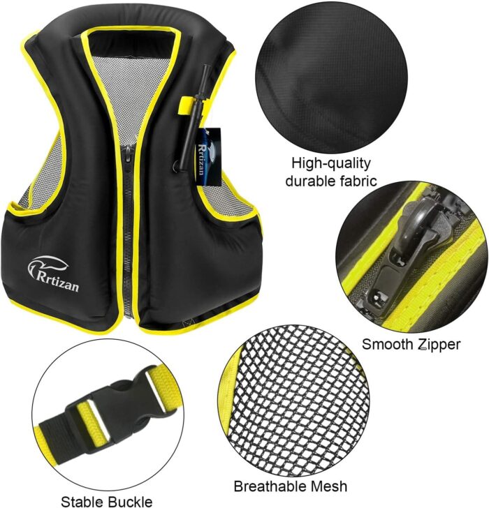 Rrtizan Inflatable Snorkel Vest for Adult, Travel Snorkeling Vest for Swimming, Snorkeling, Paddleboarding, Swim Vest Adult Suitable for 90-220lbs - Image 5