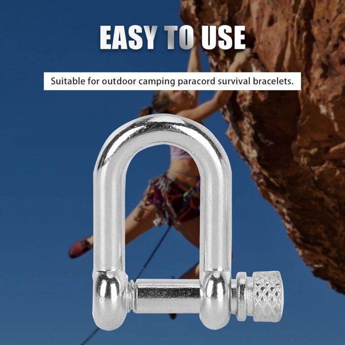 VBESTLIFE 10Pcs U Shaped Shackle Zinc Alloy Bow Shape Load Clamp for Paracord Bracelet Round Screw Pin Anchor Shackle Mountaineering Tool Accessories - Image 5