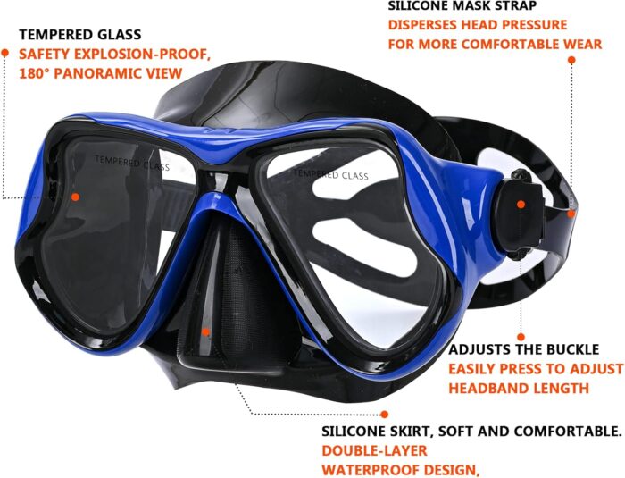 Snorkeling Gear for Adults Snorkel mask Set Scuba Diving mask Dry Snorkel Swimming Glasses Swim Dive mask Nose Cover Youth Diving - Image 4