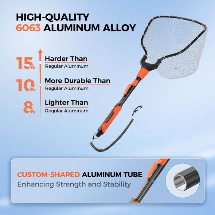 KastKing Titanet Fishing Net, Durable Aluminum Handle, Non-Slip Hi-vis Grip, Compact Storage Bag & Lanyard, Ideal for Kayak & Wading Fishing, Two Net Options - Image 2
