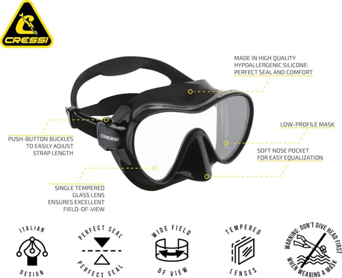 Cressi F1, Scuba Diving Snorkeling Frameless Mask - Perfect Seal Silicone Skirt - Designed in Italy by Cressi - Image 2
