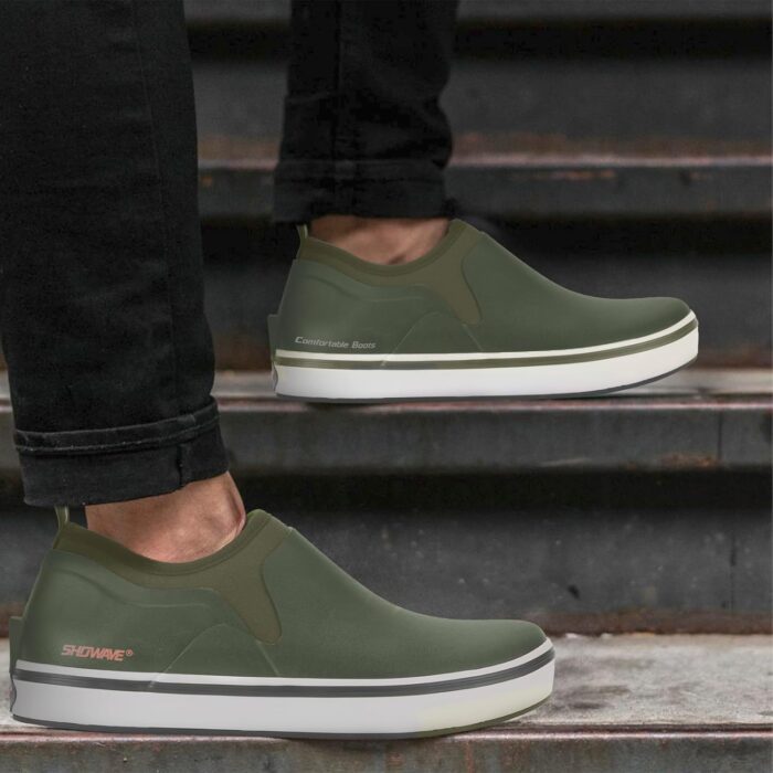Showave Deck Shoes for Men Waterproof Garden Boots Slip-on Rain Shoes Breathable Ruber Fishing Shoes for Outdoor Mud Walking - Image 5