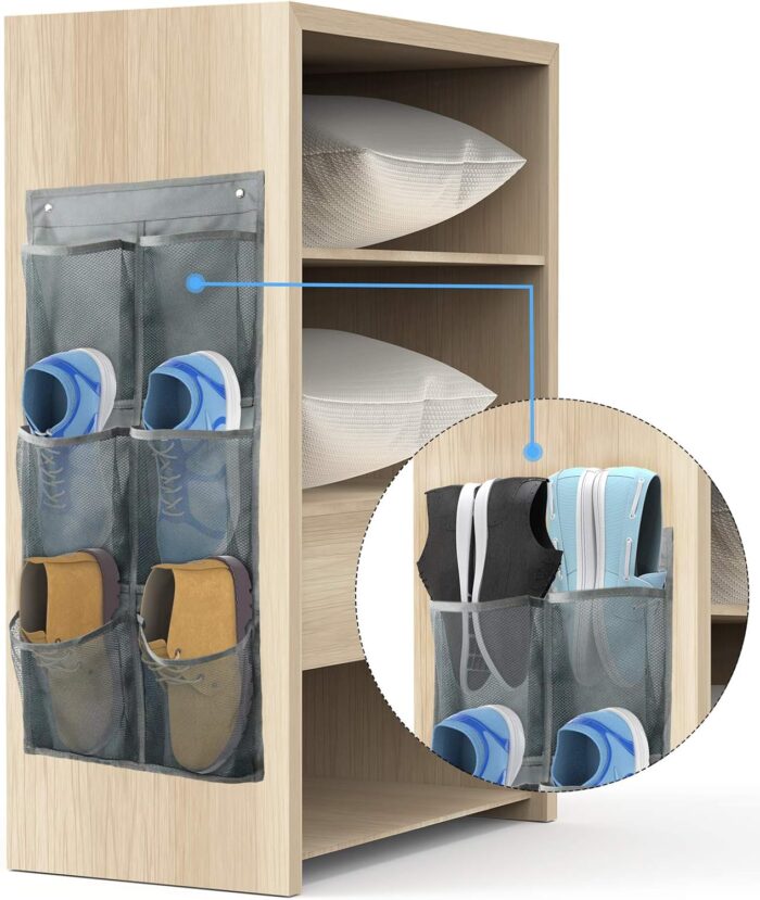Wall Mounted Shoes Rack 2Pack/Can Store 6Pairs of Sneakers,with Sticky Hanging Mounts, Shoes Holder Storage Organizer Shelf,Door Shoe Hangers (SM06-Gray-2) - Image 4