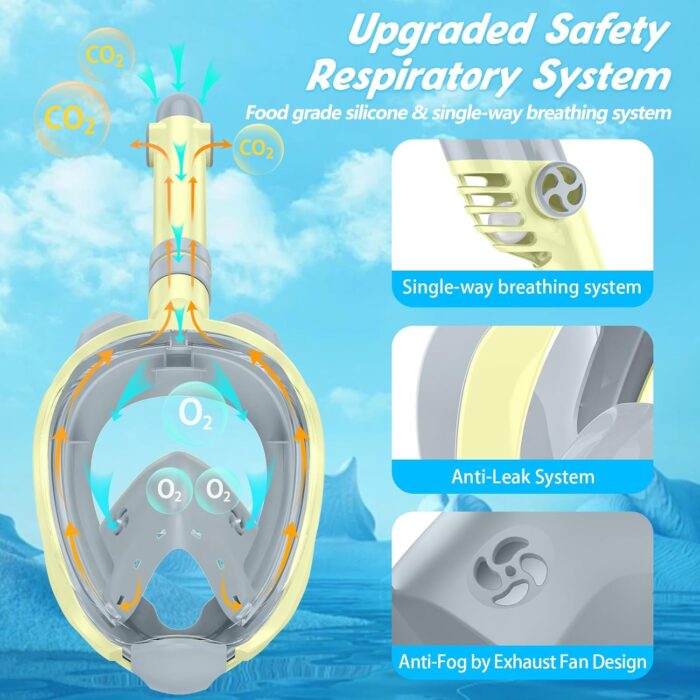 Greatever Snorkeling Gear for Kids，Ideal Gifts of Kids Snorkel Mask，Full Face Snorkel Mask Kids with Camera Mount，Safe Breathing for Enchanting Travel - Image 3