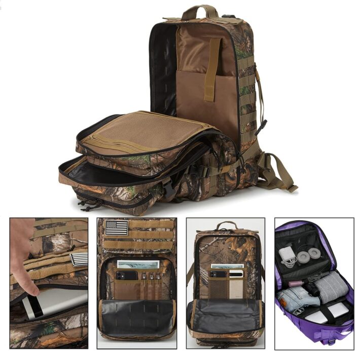 QT&QY 45L Military Tactical Backpacks Molle Army Assault Pack 3 Day Bug Out Bag Hiking Treeking Rucksack… - Image 5