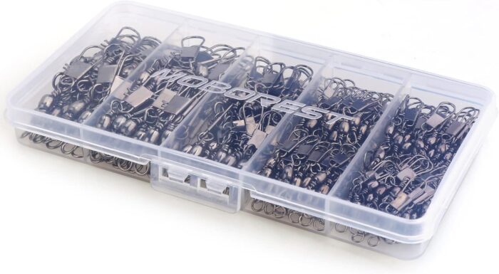 200PCS Barrel Snap Swivel Fishing Accessories, Premium Fishing Gear Equipment with Ball Bearing Swivels Snaps Connector for Quick Connect Fishing Lures - Image 9