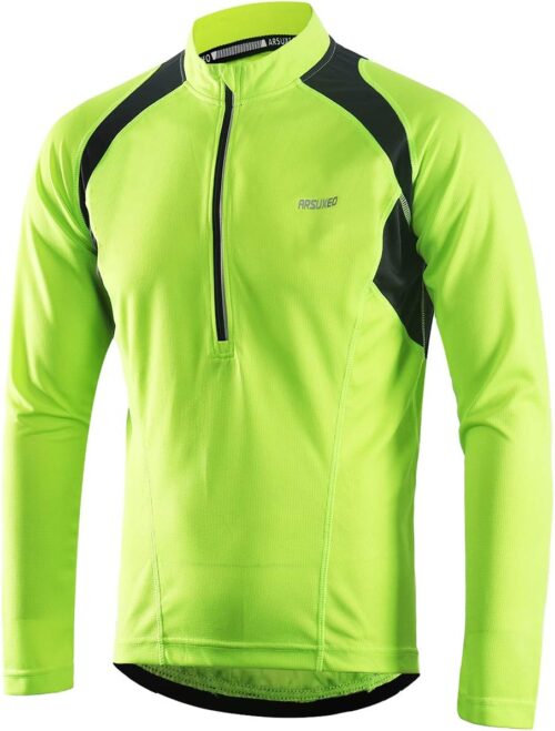 ARSUXEO Men's Half Zipper Cycling Jerseys Long Sleeves Mountain Bike Shirts 6031