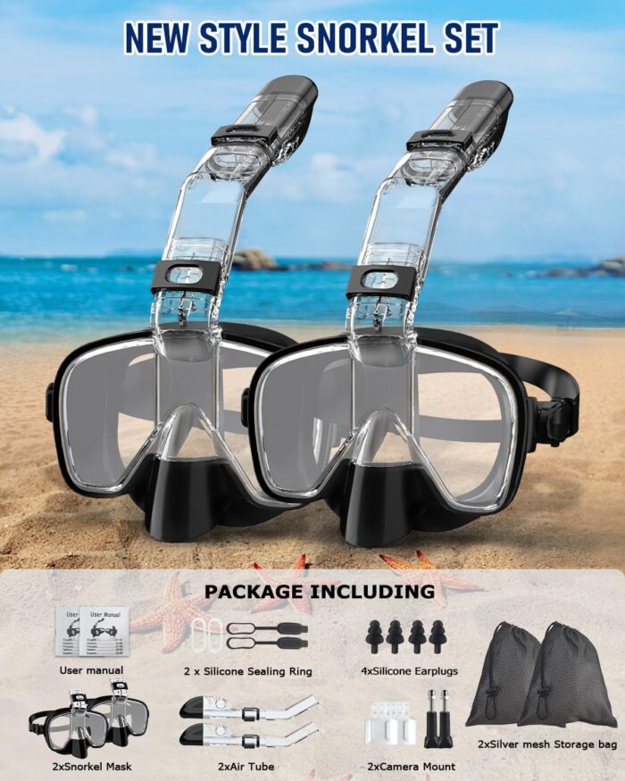 W WSTOO Multifunctional Snorkel Swim Mask That Allows You to Breathe Through Your Nose, 180 Degree Panoramic View, Anti-Fog Anti-Leak Snorkeling Gear for Adults, Best Gift for Summer Holiday Travelers - Image 6