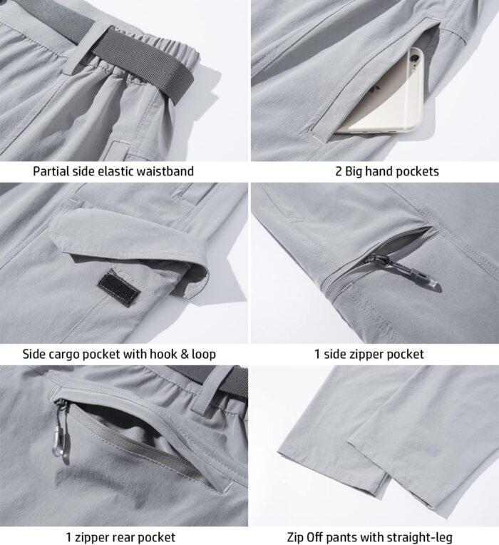 MANSDOUR Men's Hiking Pants Convertible Quick Dry Lightweight Zip-Off Outdoor Travel Camping Fishing Pants - Image 6