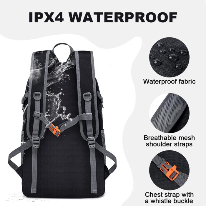 MIYCOO Backpack - Ultra Lightweight Packable Backpack for Travel Camping, 45L Hiking Back Pack Waterproof Foldable Daypack for Men Women Black - Image 4