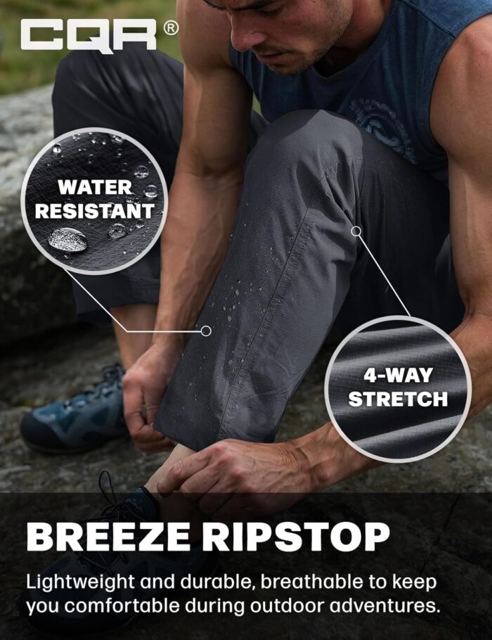 CQR Men's Lightweight Vent Hiking Pants, Water-Resistant & Breathable Sports Outdoor Athletic Pants with Elastic Waist - Image 5