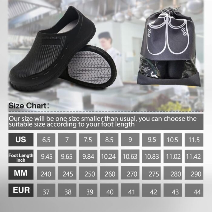 Chef Shoes for Men Nonslip Water Proof Work Shoes Mens Clogs Comfortable Nursing Nurse Shoes for Gardener Men Indoor and Outdoor for Kitchen Office Seaside-Zapatos de Cocina para Hombres - Image 3