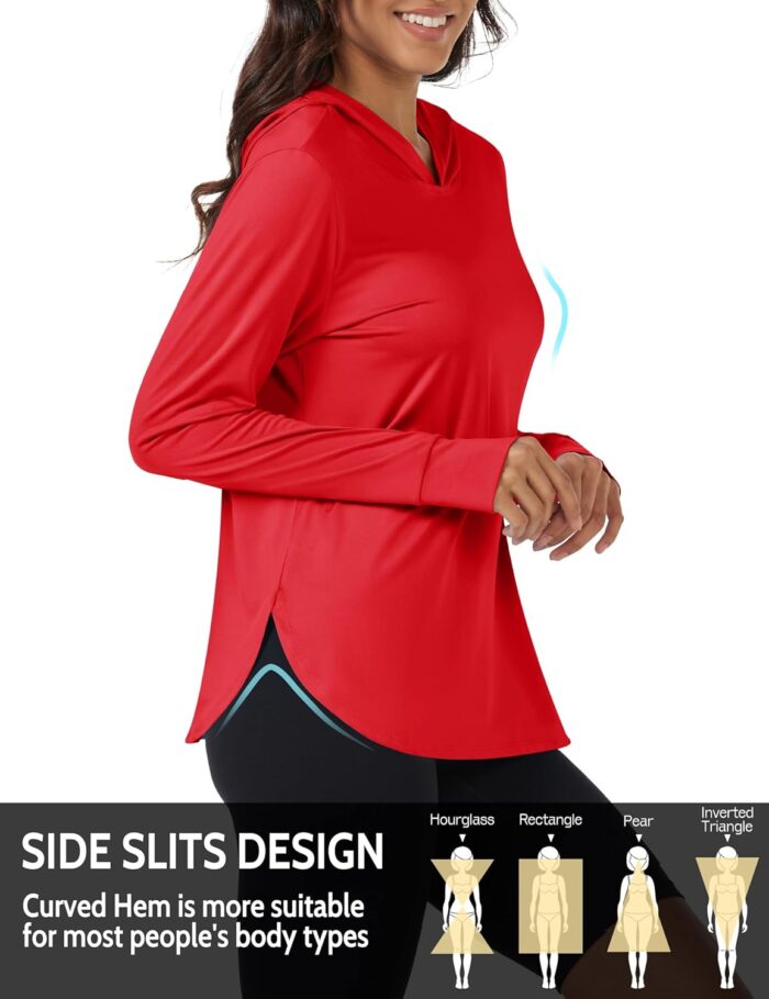 Womens Sun Protection Hoodies UPF 80+ UV Shirts Long Sleeve Lightweight Hiking Fishing Workout Tops - Image 5