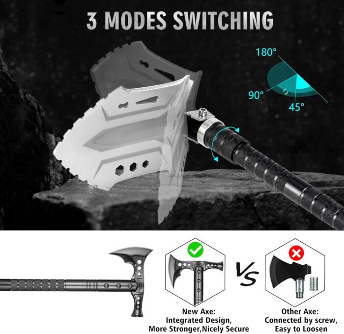 Camping Shovel Axe Outdoor Survival Shovel Set with High Carbon Steel Camping Gear for Men Outdoor Caming Hiking Backpacking Emergency - Image 2