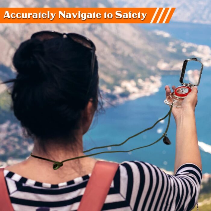 Xuhal 2 Pcs Sighting Compass Mirror Adjustable Declination Compass for Hiking Orienteering Map Reading for Kids Camping Backpacking Survival Navigation Hunting Mountaineering - Image 6