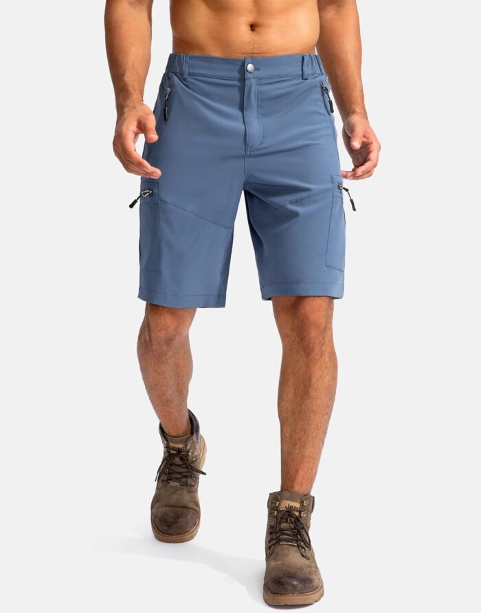 Pudolla Men's Hiking Cargo Shorts 9" Lightweight Outdoor Work Shorts for Men Travel Golf Camping Casual with 5 Zipper Pockets - Image 2