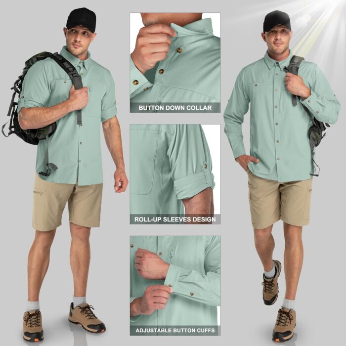 33,000ft Men's UPF 50+ UV Protection Long Sleeve Hiking Shirts Breathable Quick Dry Fishing Shirts for Safari, Outdoor - Image 4